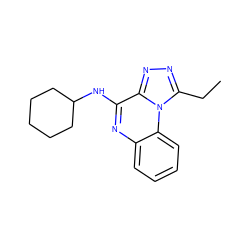 CCc1nnc2c(NC3CCCCC3)nc3ccccc3n12 ZINC000007504163