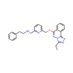 CCc1nnc2c3ccccc3c(OCc3cccc(CNCCc4ccccc4)n3)nn12 ZINC000026487417