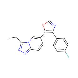 CCc1nnc2ccc(-c3ocnc3-c3ccc(F)cc3)cn12 ZINC000014961260