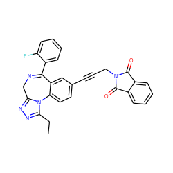 CCc1nnc2n1-c1ccc(C#CCN3C(=O)c4ccccc4C3=O)cc1C(c1ccccc1F)=NC2 ZINC000013821080