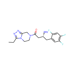 CCc1nnc2n1CCN(C(=O)C[C@H](N)Cc1cc(F)c(F)cc1F)C2 ZINC000028820852