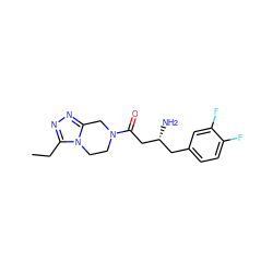 CCc1nnc2n1CCN(C(=O)C[C@H](N)Cc1ccc(F)c(F)c1)C2 ZINC000001489476