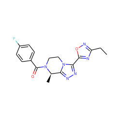 CCc1noc(-c2nnc3n2CCN(C(=O)c2ccc(F)cc2)[C@@H]3C)n1 ZINC000218564967