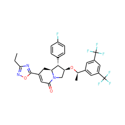 CCc1noc(C2=CC(=O)N3C[C@H](O[C@H](C)c4cc(C(F)(F)F)cc(C(F)(F)F)c4)[C@@H](c4ccc(F)cc4)[C@@H]3C2)n1 ZINC000049784183
