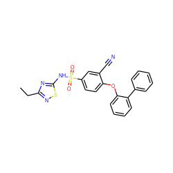 CCc1nsc(NS(=O)(=O)c2ccc(Oc3ccccc3-c3ccccc3)c(C#N)c2)n1 ZINC000095585241