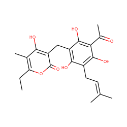 CCc1oc(=O)c(Cc2c(O)c(CC=C(C)C)c(O)c(C(C)=O)c2O)c(O)c1C ZINC000013373334