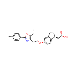 CCc1oc(-c2ccc(C)cc2)nc1CCOc1ccc2c(c1)CC[C@H]2CC(=O)O ZINC000028952015