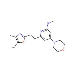 CCc1oc(CCc2cc(N3CCOCC3)cc(NC)n2)nc1C ZINC000042919890