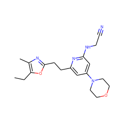 CCc1oc(CCc2cc(N3CCOCC3)cc(NCC#N)n2)nc1C ZINC000042965239