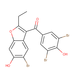 CCc1oc2cc(O)c(Br)cc2c1C(=O)c1cc(Br)c(O)c(Br)c1 ZINC000071318761