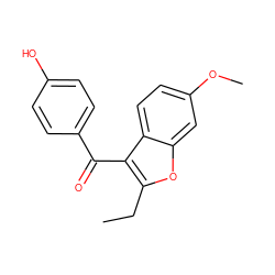 CCc1oc2cc(OC)ccc2c1C(=O)c1ccc(O)cc1 ZINC000071330421