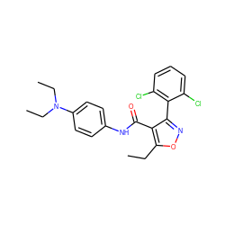 CCc1onc(-c2c(Cl)cccc2Cl)c1C(=O)Nc1ccc(N(CC)CC)cc1 ZINC000028366290