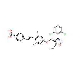 CCc1onc(-c2c(Cl)cccc2Cl)c1COc1cc(C)c(/C=C/c2ccc(C(=O)O)cc2)c(C)c1 ZINC000013809558