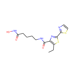 CCc1sc(-c2nccs2)nc1C(=O)NCCCCC(=O)NO ZINC000147358437