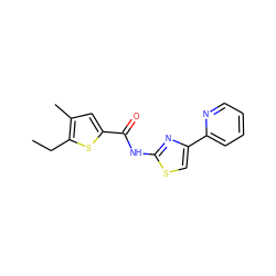 CCc1sc(C(=O)Nc2nc(-c3ccccn3)cs2)cc1C ZINC000006473689