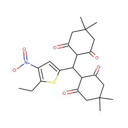 CCc1sc(C(C2C(=O)CC(C)(C)CC2=O)C2C(=O)CC(C)(C)CC2=O)cc1[N+](=O)[O-] ZINC000017992497