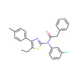 CCc1sc(N(C(=O)Cc2ccccc2)c2cccc(F)c2)nc1-c1ccc(C)cc1 ZINC000002170722