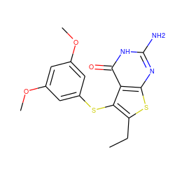 CCc1sc2nc(N)[nH]c(=O)c2c1Sc1cc(OC)cc(OC)c1 ZINC000043060296