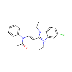 CCn1c(/C=C/N(C(C)=O)c2ccccc2)[n+](CC)c2cc(Cl)ccc21 ZINC000015974235