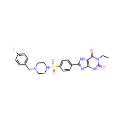 CCn1c(=O)[nH]c2nc(-c3ccc(S(=O)(=O)N4CCN(Cc5ccc(F)cc5)CC4)cc3)[nH]c2c1=O ZINC000040937932