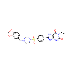 CCn1c(=O)[nH]c2nc(-c3ccc(S(=O)(=O)N4CCN(Cc5ccc6c(c5)OCO6)CC4)cc3)[nH]c2c1=O ZINC000049872267