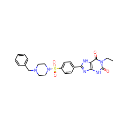 CCn1c(=O)[nH]c2nc(-c3ccc(S(=O)(=O)N4CCN(Cc5ccccc5)CC4)cc3)[nH]c2c1=O ZINC000040939227