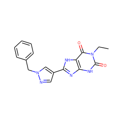 CCn1c(=O)[nH]c2nc(-c3cnn(Cc4ccccc4)c3)[nH]c2c1=O ZINC000029037269