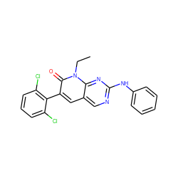 CCn1c(=O)c(-c2c(Cl)cccc2Cl)cc2cnc(Nc3ccccc3)nc21 ZINC000003815302