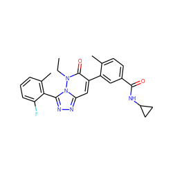 CCn1c(=O)c(-c2cc(C(=O)NC3CC3)ccc2C)cc2nnc(-c3c(C)cccc3F)n21 ZINC000082157006