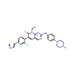 CCn1c(=O)c(-c2ccc(-c3cncs3)cc2Cl)cc2cnc(Nc3ccc(N4CCN(C)CC4)cc3)nc21 ZINC000098209617