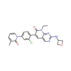 CCn1c(=O)c(-c2ccc(-n3cccc(C)c3=O)cc2Cl)cc2cnc(NC3COC3)nc21 ZINC000653861110