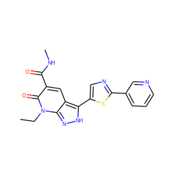 CCn1c(=O)c(C(=O)NC)cc2c(-c3cnc(-c4cccnc4)s3)[nH]nc21 ZINC000653840654