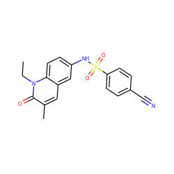 CCn1c(=O)c(C)cc2cc(NS(=O)(=O)c3ccc(C#N)cc3)ccc21 ZINC001772604403