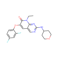 CCn1c(=O)c(Oc2ccc(F)cc2F)cc2cnc(NC3CCOCC3)nc21 ZINC000071316881