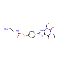 CCn1c(=O)c2[nH]c(-c3ccc(OCC(=O)NCCN)cc3)nc2n(CC)c1=O ZINC000026270017