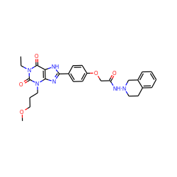 CCn1c(=O)c2[nH]c(-c3ccc(OCC(=O)NN4CCc5ccccc5C4)cc3)nc2n(CCCOC)c1=O ZINC000043075338