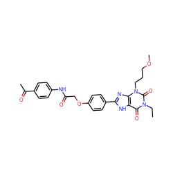 CCn1c(=O)c2[nH]c(-c3ccc(OCC(=O)Nc4ccc(C(C)=O)cc4)cc3)nc2n(CCCOC)c1=O ZINC000043080684