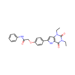 CCn1c(=O)c2[nH]c(-c3ccc(OCC(=O)Nc4ccccc4)cc3)cc2n(CC)c1=O ZINC000013678820