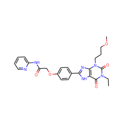 CCn1c(=O)c2[nH]c(-c3ccc(OCC(=O)Nc4ccccn4)cc3)nc2n(CCCOC)c1=O ZINC000042965010