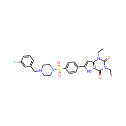 CCn1c(=O)c2[nH]c(-c3ccc(S(=O)(=O)N4CCN(Cc5cccc(F)c5)CC4)cc3)cc2n(CC)c1=O ZINC000036124091