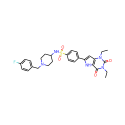 CCn1c(=O)c2[nH]c(-c3ccc(S(=O)(=O)NC4CCN(Cc5ccc(F)cc5)CC4)cc3)cc2n(CC)c1=O ZINC000034800774