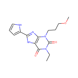 CCn1c(=O)c2[nH]c(-c3ccc[nH]3)nc2n(CCCOC)c1=O ZINC000043074384