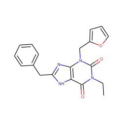 CCn1c(=O)c2[nH]c(Cc3ccccc3)nc2n(Cc2ccco2)c1=O ZINC000045339930