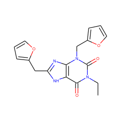 CCn1c(=O)c2[nH]c(Cc3ccco3)nc2n(Cc2ccco2)c1=O ZINC000045386511