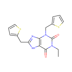 CCn1c(=O)c2[nH]c(Cc3cccs3)nc2n(Cc2cccs2)c1=O ZINC000045357419