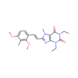 CCn1c(=O)c2c(nc(/C=C/c3ccc(OC)c(C)c3OC)n2C)n(CC)c1=O ZINC000003803926