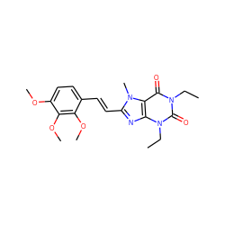 CCn1c(=O)c2c(nc(/C=C/c3ccc(OC)c(OC)c3OC)n2C)n(CC)c1=O ZINC000003803922