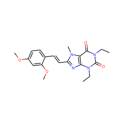 CCn1c(=O)c2c(nc(/C=C/c3ccc(OC)cc3OC)n2C)n(CC)c1=O ZINC000026393353