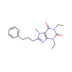 CCn1c(=O)c2c(nc(CCCc3ccccc3)n2C)n(CC)c1=O ZINC000169699059