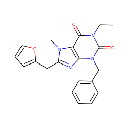 CCn1c(=O)c2c(nc(Cc3ccco3)n2C)n(Cc2ccccc2)c1=O ZINC000045355180